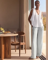 Ann Taylor Haven Well Within Linen U-Neck Tank Top White Women's