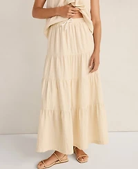 Ann Taylor Haven Well Within Organic Cotton Gauze Tiered Maxi Skirt Beige Women's