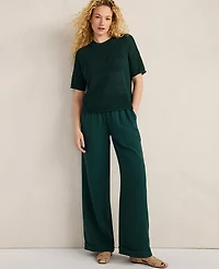 Ann Taylor Haven Well Within Organic Cotton Linen Tape Yarn Sweater Soft Spring Green Women's