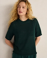 Ann Taylor Haven Well Within Organic Cotton Linen Tape Yarn Sweater Soft Spring Green Women's