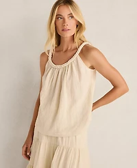 Ann Taylor Haven Well Within Organic Cotton Gauze Braided Top Beige Women's