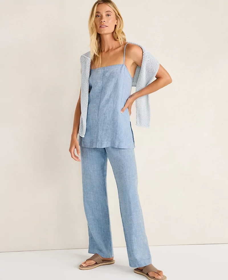 Ann Taylor Haven Well Within Linen Center-Seam Cami Top Azure Blue Women's
