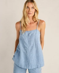 Ann Taylor Haven Well Within Linen Center-Seam Cami Top Azure Blue Women's