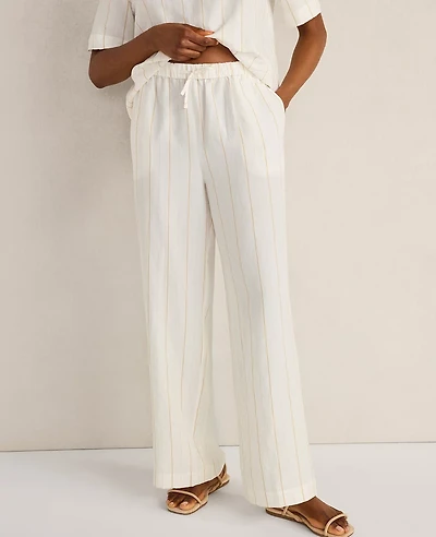 Ann Taylor Haven Well Within Silky Linen Blend Drawstring Pants Ivory Women's
