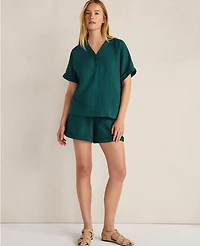 Ann Taylor Haven Well Within Organic Cotton Gauze V-Neck Top Deep Turquoise Women's