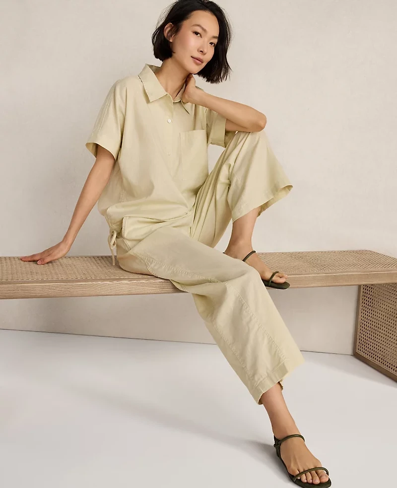 Ann Taylor Haven Well Within Organic Cotton Linen Barrel Leg Pants Soft Spring Green Women's