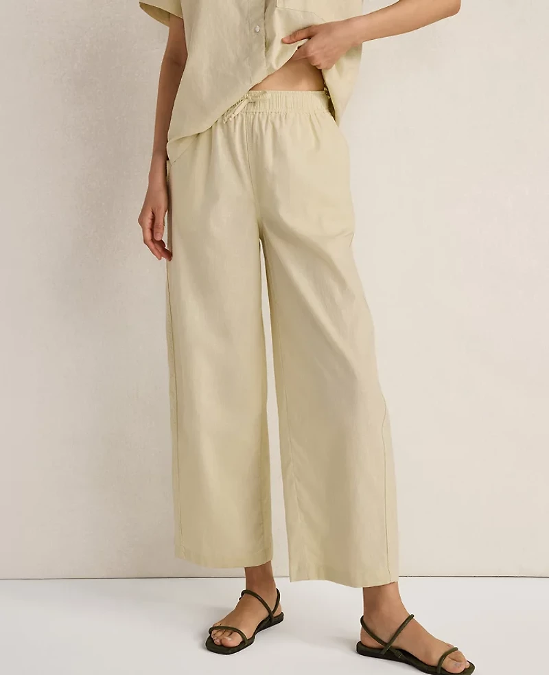 Ann Taylor Haven Well Within Organic Cotton Linen Barrel Leg Pants Soft Spring Green Women's