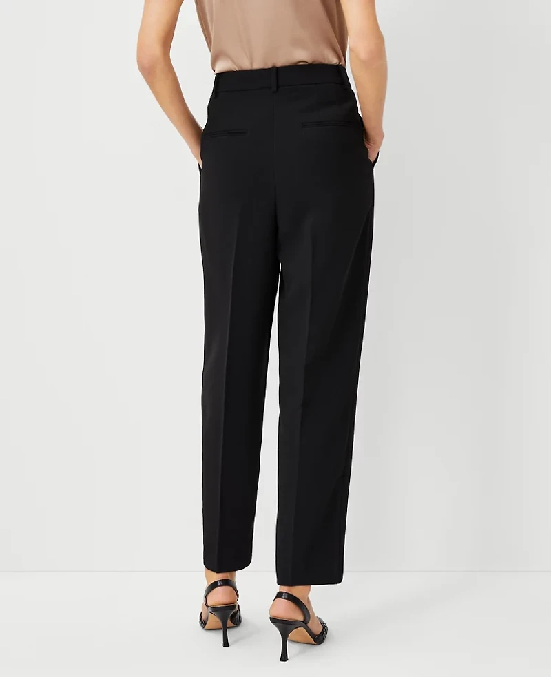 Ann Taylor The Petite High Rise Pleated Taper Pant Fluid Crepe Black Women's