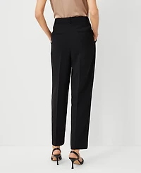 Ann Taylor The Petite High Rise Pleated Taper Pant Fluid Crepe Black Women's