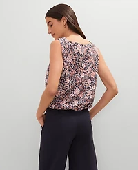 Ann Taylor Weekend Collection Linen Blend Bubble Hem Top Size XL Navy Pebble Women's
