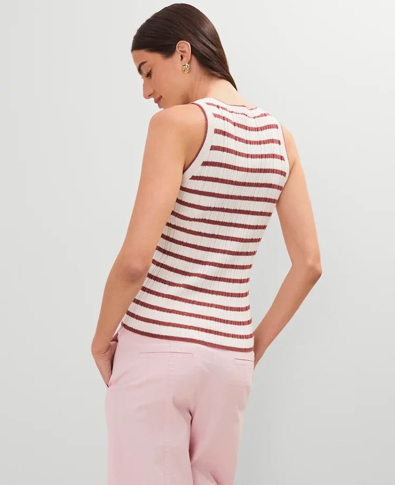 Ann Taylor Weekend Collection Sweater Tank Top Size Small Red/White Multi Women's
