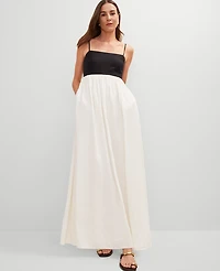 Ann Taylor Strappy Linen Blend Maxi Dress Size 14 Winter White Women's