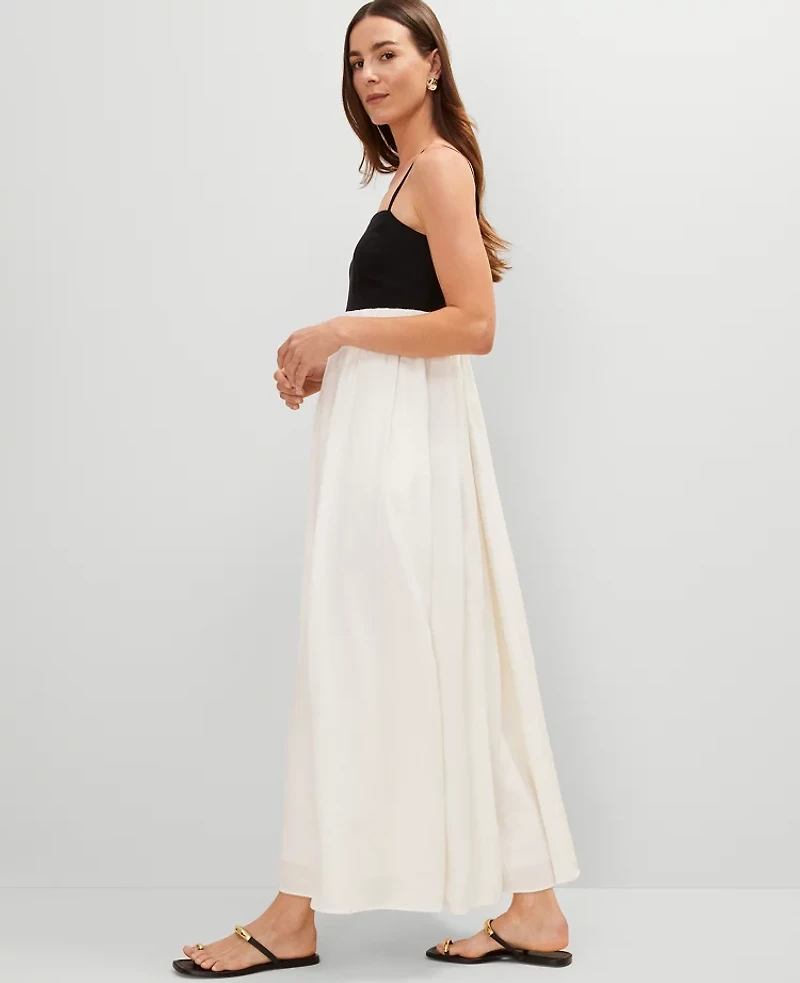 Ann Taylor Strappy Linen Blend Maxi Dress Size 14 Winter White Women's
