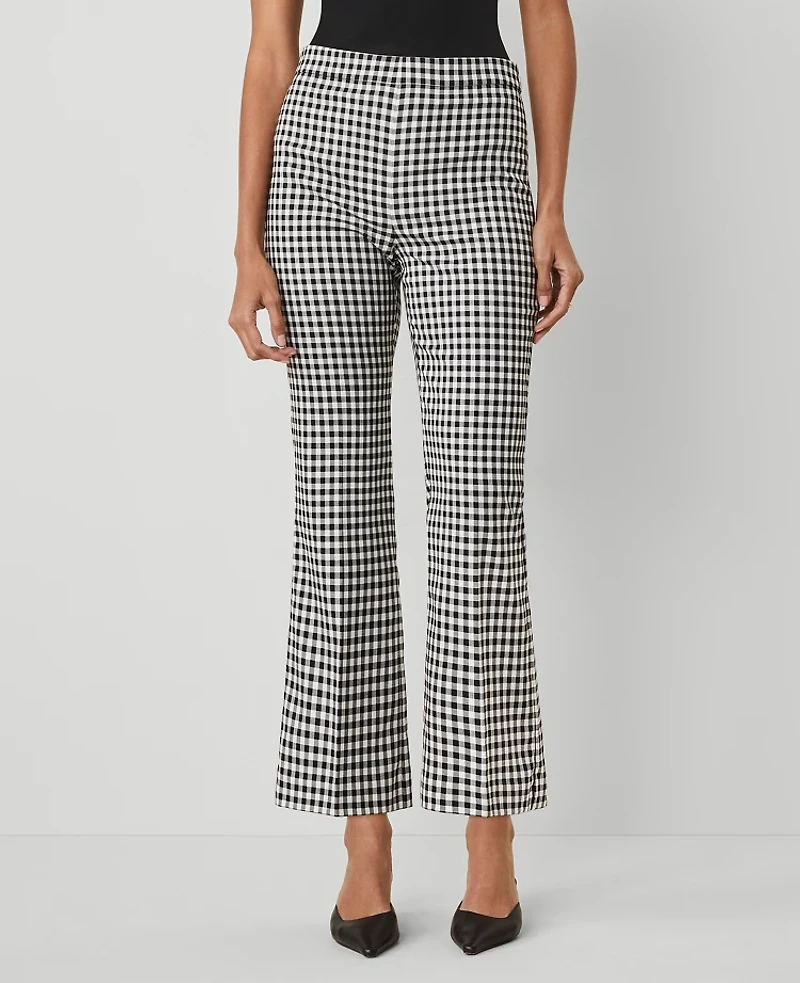 Ann Taylor The Flare Pant Gingham — Curvy Fit Black/White Multi Women's