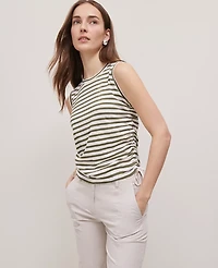 Ann Taylor Weekend Collection Striped Side-Tie Tank Top Size 2XL Moss Green Women's