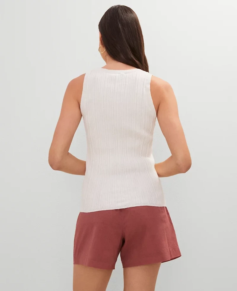 Ann Taylor Weekend Collection Ribbed Tank Top Size Small Winter White Women's