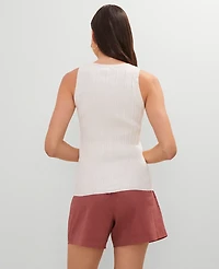 Ann Taylor Weekend Collection Ribbed Tank Top Size Small Winter White Women's