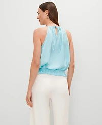 Ann Taylor Shirred Tank Top Gulf Stream Blue Women's