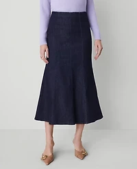 Ann Taylor Petite Denim Trumpet Midi Skirt Size 2 Classic Rinse Wash Women's