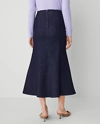 Ann Taylor Petite Denim Trumpet Midi Skirt Size 2 Classic Rinse Wash Women's