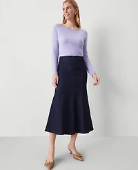 Ann Taylor Petite Denim Trumpet Midi Skirt Size 2 Classic Rinse Wash Women's