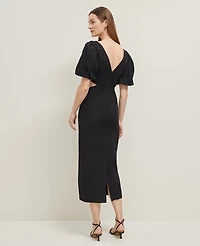 Ann Taylor Linen Blend Cutout Dress Black Women's
