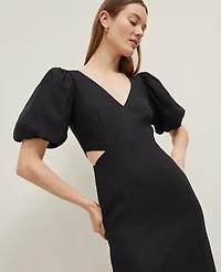 Ann Taylor Linen Blend Cutout Dress Black Women's