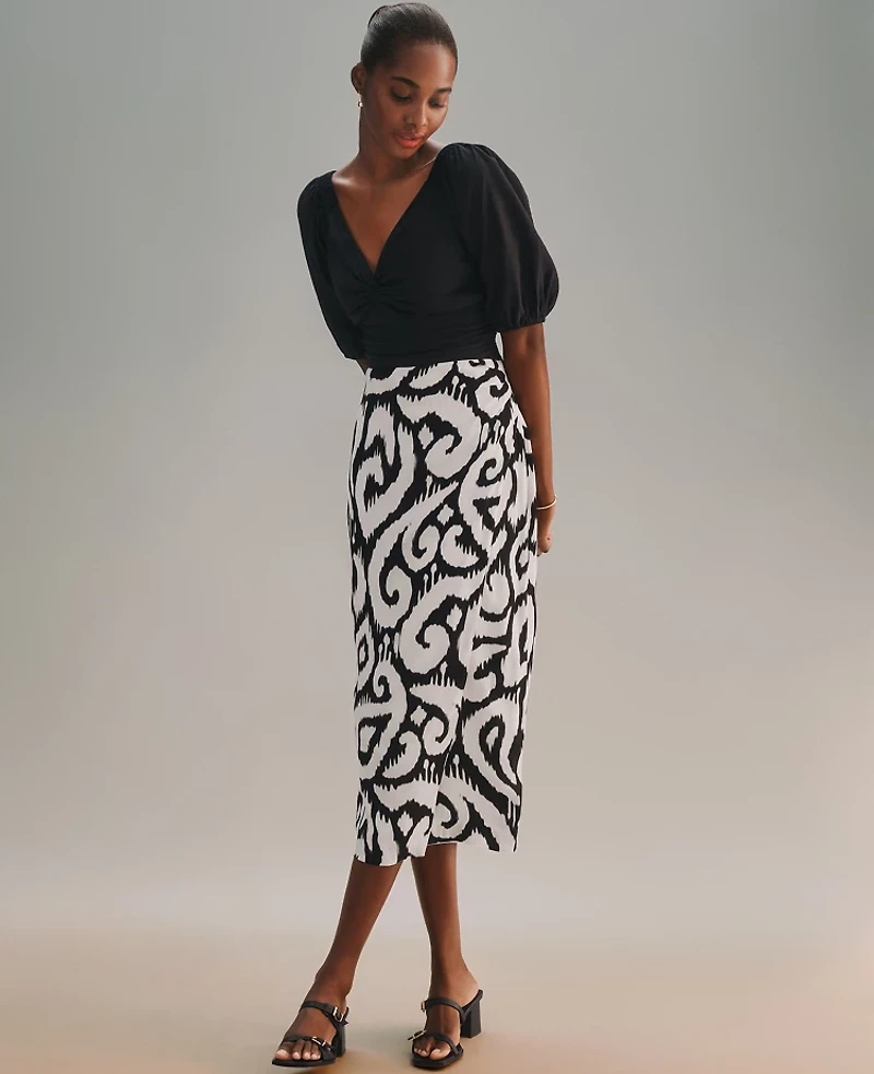 Ann Taylor Ikat Sarong Pencil Skirt Black Women's