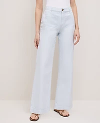 Ann Taylor The Patch Pocket Wide-Leg Jean Washed Blue Women's
