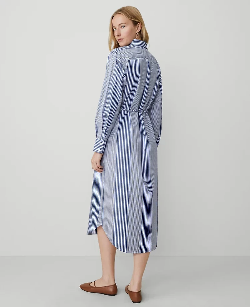 Ann Taylor Petite Weekend Collection Striped Midi Shirtdress Deep Grotto Women's