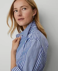 Ann Taylor Petite Weekend Collection Striped Midi Shirtdress Deep Grotto Women's