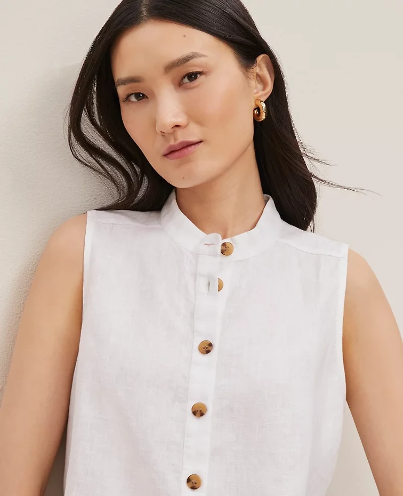 Ann Taylor Linen Sleeveless Shirt Women's