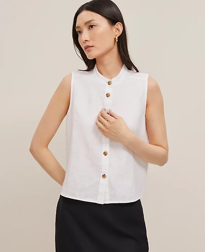 Ann Taylor Linen Sleeveless Shirt Women's