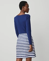 Ann Taylor Petite Striped Bouclé Tweed Skirt Size 8 Blue/White Combo Women's