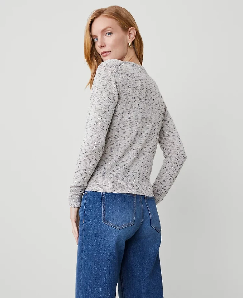 Ann Taylor Metallic Marled Ann Cardigan Size Small Cream Metallic Multi Women's