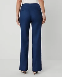 Ann Taylor The Petite Patch Pocket Boot Pant in Linen Blend - Curvy Fit Size 4 Calm Shores Women's