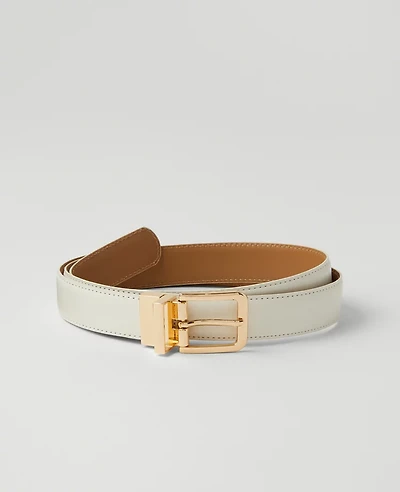 Ann Taylor Reversible Leather Belt Size Large Winter White Women's