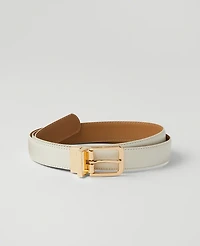 Ann Taylor Reversible Leather Belt Size Large Winter White Women's