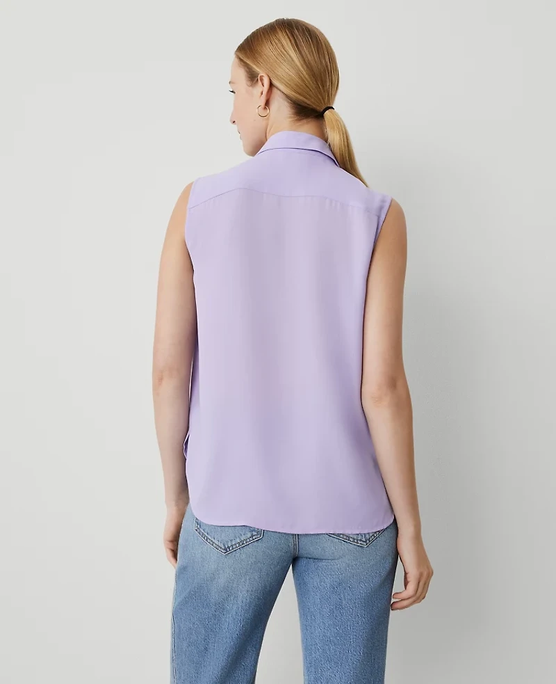 Ann Taylor Shirred Sleeveless Shirt Size Small Radiant Amethyst Women's