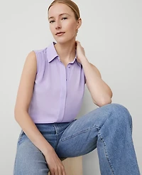 Ann Taylor Shirred Sleeveless Shirt Size Small Radiant Amethyst Women's