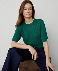 Ann Taylor Wavy Stitch Wedge Sweater Shady Glade Women's