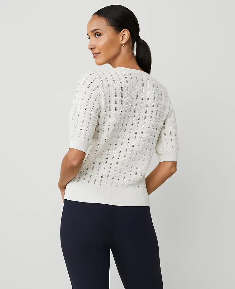 Ann Taylor Wavy Stitch Wedge Sweater Women's