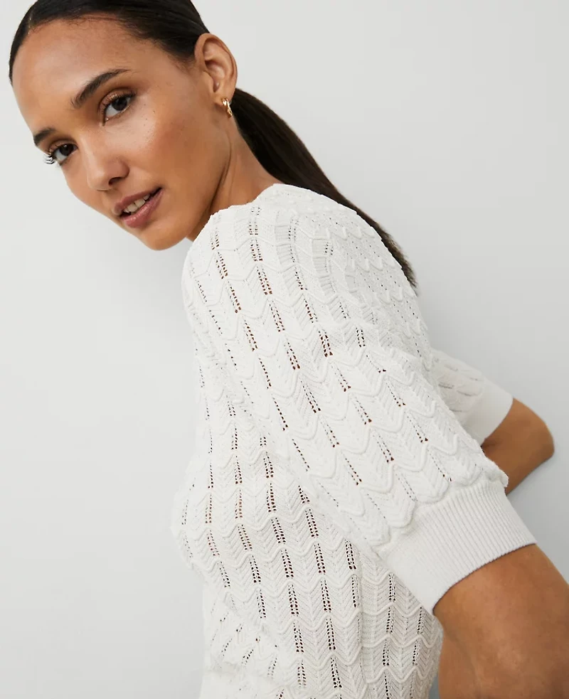 Ann Taylor Wavy Stitch Wedge Sweater Women's