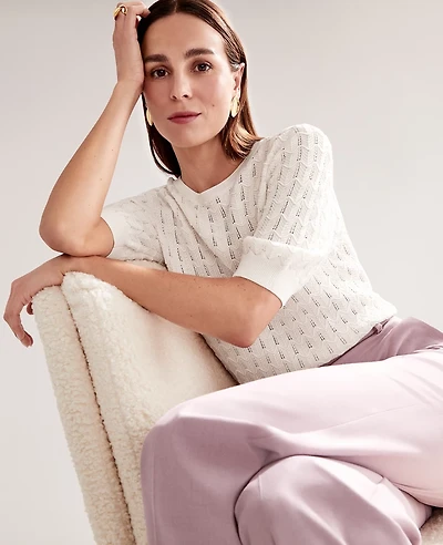 Ann Taylor Wavy Stitch Wedge Sweater Women's
