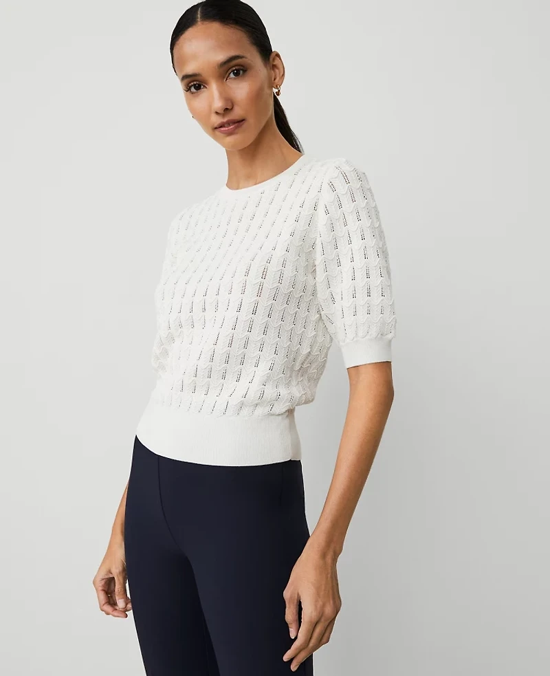 Ann Taylor Wavy Stitch Wedge Sweater Women's