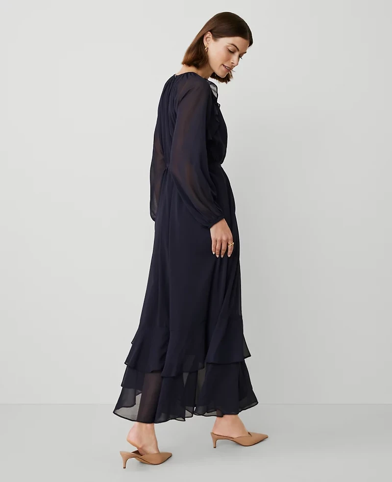 Ann Taylor Chiffon Swing Maxi Dress Night Sky Women's