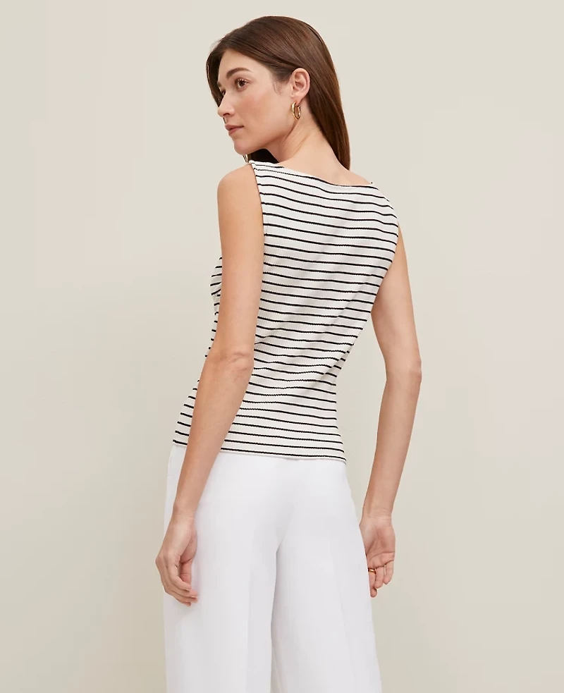 Ann Taylor Ribbed Sleeveless Button Top Black Women's