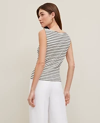 Ann Taylor Ribbed Sleeveless Button Top Black Women's
