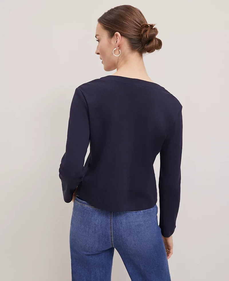 Ann Taylor Weekend Collection Lace-Up Top Night Sky Women's