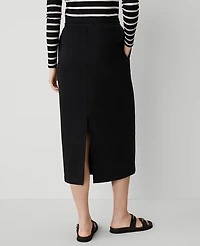 Ann Taylor Petite Weekend Collection Fleece Drawstring Midi Skirt Black Women's